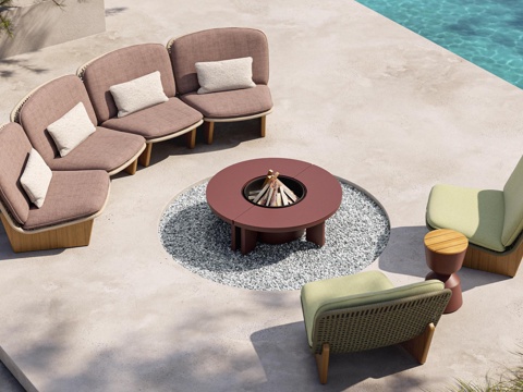 Modern Outdoor Courtyard Garden Lounge Chair Chair Cloth Chair Arc Multi-Person Sofa Chair Round