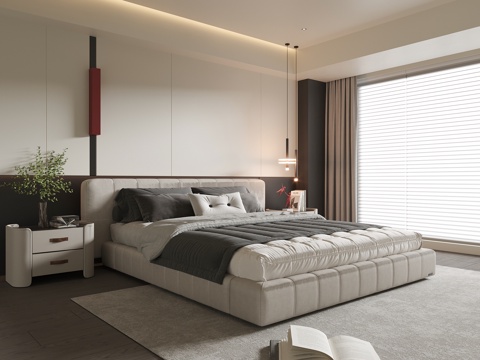 Modern Bedroom Double Bed Bedside Cabinet Bedside Chandelier