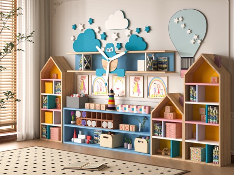 Modern Children's Storage Cabinet Children's Decorative Cabinet Children's Bookcase Storage Cabinet Multifunctional