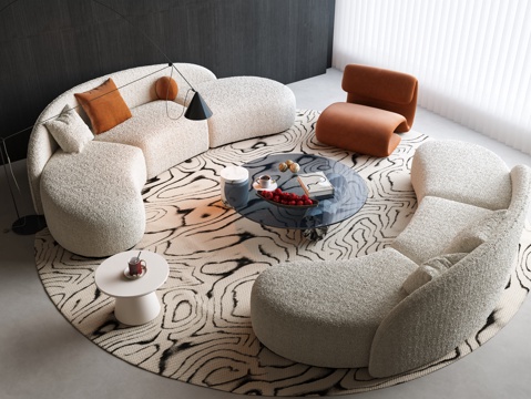 Modern Curved Sofa Coffee Table Combination Cream Sofa Coffee Table Combination Curved Sofa Double Sofa