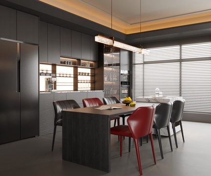 Modern DiningRoom Island Table and Chair Dining Chair Sideboard Wine Cabinet