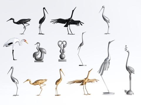 Modern abstract sculpture metal sculpture ornaments sculpture sketch crane animal sculpture