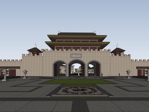 Chinese City Gate Museum Memorial Hall Ancient Town