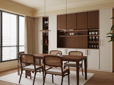 DiningRoom Antique Restaurant Wine Cabinet Dining Table and Chair Combination