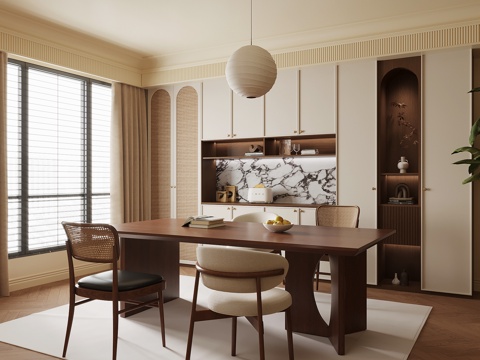 DiningRoom Antique Restaurant Wine Cabinet Dining Table and Chair Combination