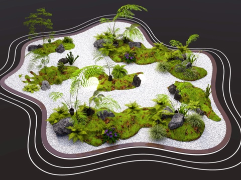 landscape sketch fern moss green plant landscape garden sketch plant combination