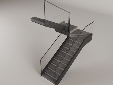Italian-style stair guardrail handrail glass stair step cascade indoor corner glass stair