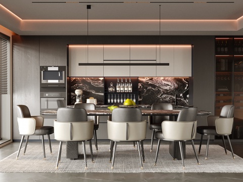 Modern DiningRoom Sideboard Wine Cabinet Dining Table and Chair