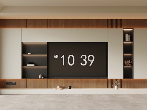 TV Wall modern Cream Style TV background wall TV cabinet