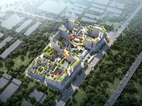 Modern Commercial Building Office Building Industrial Park Commercial Aerial View