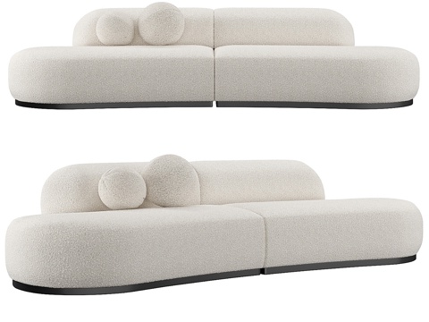 Modern Cream Style Arc Fabric Casual Sofa