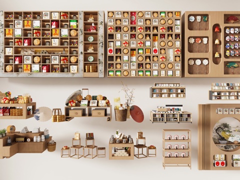 Native Products Gift Showcase Cultural and Creative Goods Display Rack Tea Specialty Goods Ornaments Specialty Gifts