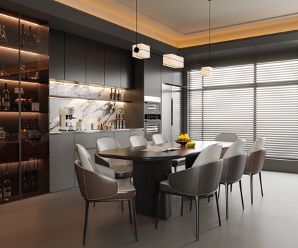 Modern DiningRoom Dining Table and Chair Dining Chair Sideboard Wine Cabinet
