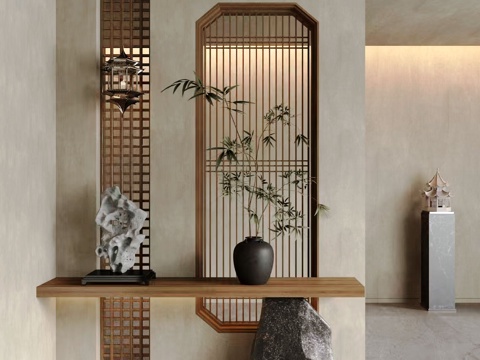Neo-Chinese Style lattice porch partition