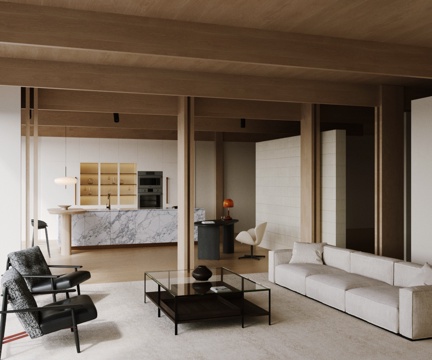 Modern Middle Aged Living&Dining Room, Grand Flat Guest DiningRoom, Villa Guest Restaurant, Quiet Guest Restaurant, Chair