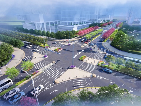 Modern Municipal Road Landscape Urban Highway Crossroads