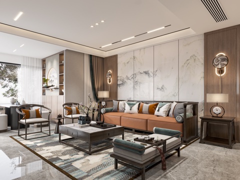 Chinese Style Living Room Sofa Combination Ornaments Gray Style Living Room Living Room