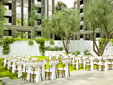 Outdoor lawn wedding scene 3d model