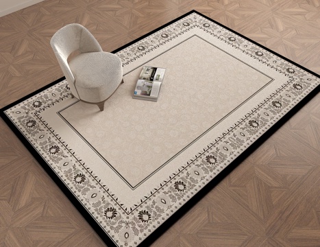 French light color plant pattern round carpet