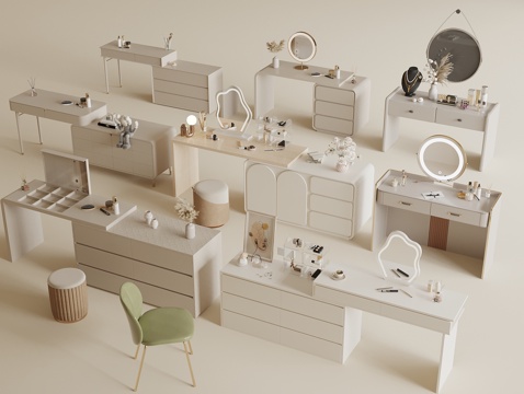 Modern Dressing Table Cream Style Dressing Table Makeup Mirror Cosmetic Makeup Table Makeup Stool