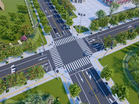 Modern Road Crossroads Two-lane