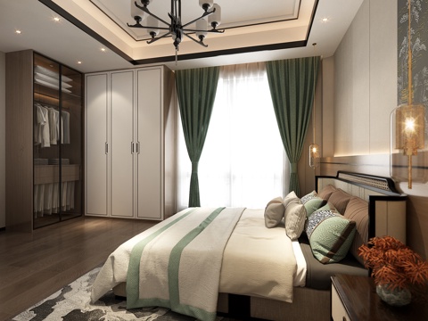 New Chinese Master Bedroom