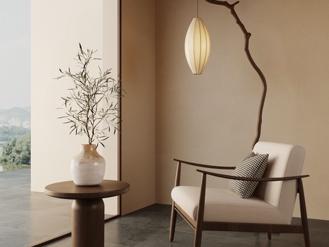 Neo-Chinese Style Lounge Chair Floor Lamp Vase Ornaments