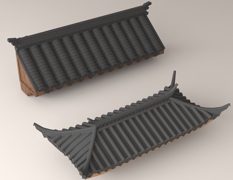Chinese-style ancient building roof garden building components eaves design mortise and tenon structure gray tile roof