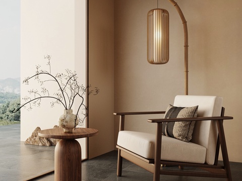 Neo-Chinese Style Lounge Chair Floor Lamp Vase Ornaments