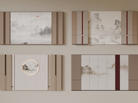 New Chinese Wall TV background wall