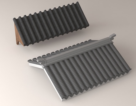 Chinese-style building roof traditional tile roof gray tile roof tenon structure landscape component