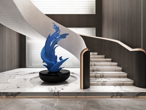 Sculpture Landscape of Art Display Handrail Device in Stairwell
