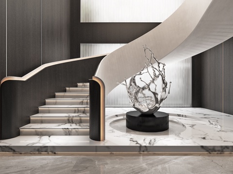 Sculpture Landscape of Art Display Handrail Device in Stairwell