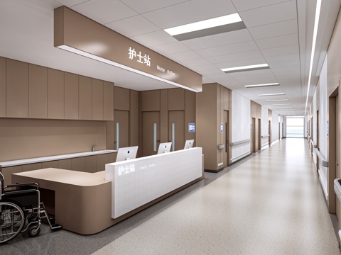 modern nurse station hospital aisle hospital corridor