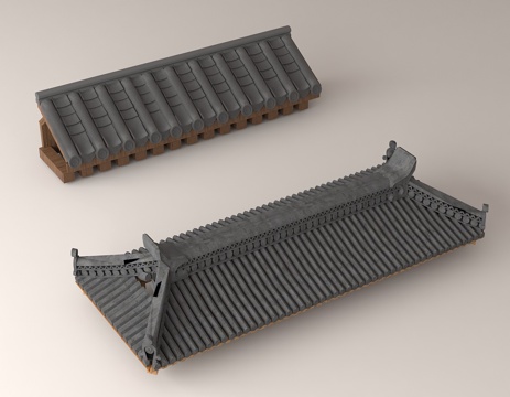 Ancient Building Roof Model Chinese Ancient Building Elements Traditional Tile Roof Mortise and Tenon Structure