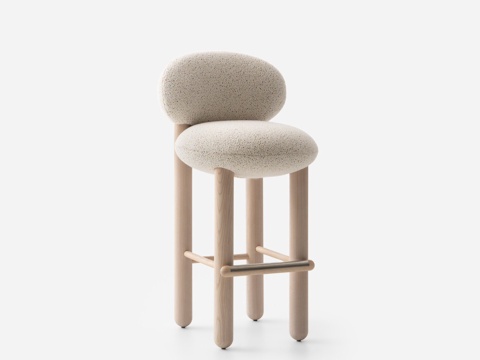 Middle Ancient Designer Lamb Fleece Cream Style Solid Wood Chair Soft Bag Dining Chair Dressing Lounge Chair