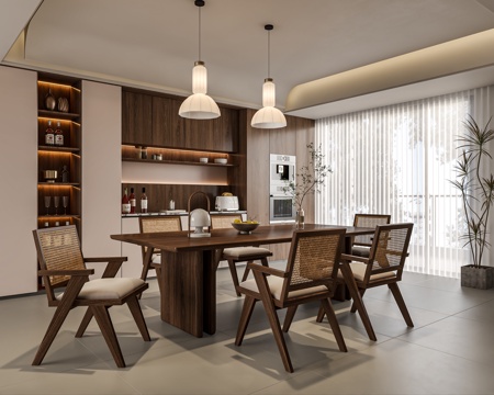 DiningRoom Dining Table and Chair Wine Cabinet Decorative Cabinet Dining Table Dining Chair Chair Ornaments