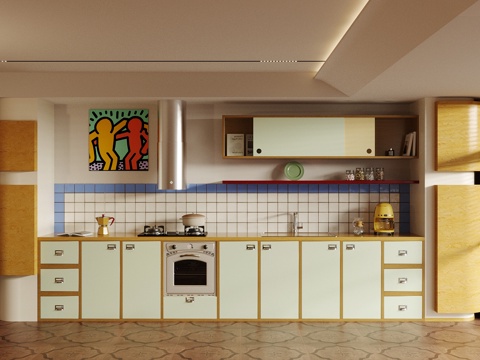 Modern Open Kitchen Dopamine Kitchen Bauhaus Kitchen Memphis Kitchen Vintage Kitchen