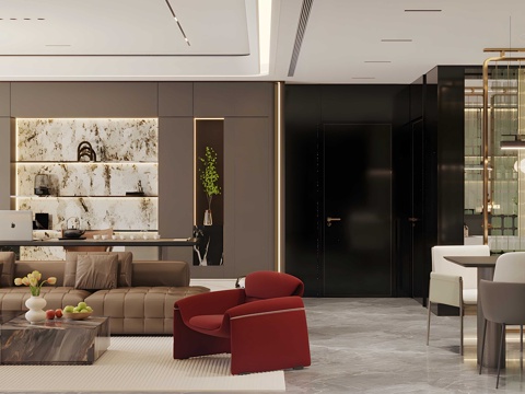 Modern Italian Living&Dining Room High-class Grey Guest DiningRoom Henghe Guest Restaurant Affordable Luxury Style Italian Guest Restaurant