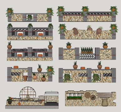 New Chinese-style Country Landscape Wall Courtyard Wall Folk Landscape Wall Stone Landscape Wall Straight Wall