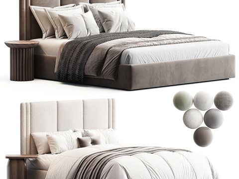 Neo-Chinese Style Affordable Luxury Style Fabric Double Bed