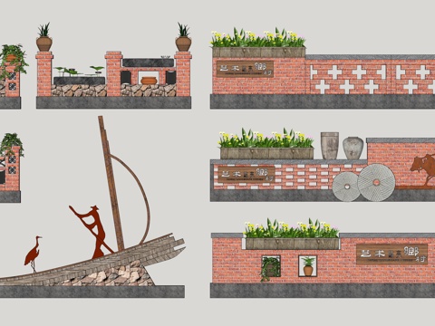 New Chinese-style Country Landscape Wall Courtyard Wall Folk Landscape Wall Stone Landscape Wall Straight Wall