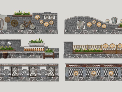 New Chinese-style Country Landscape Wall Courtyard Wall Folk Landscape Wall Stone Landscape Wall Straight Wall