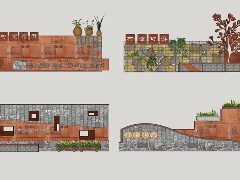 New Chinese-style Country Landscape Wall Courtyard Wall Folk Landscape Wall Stone Landscape Wall Straight Wall