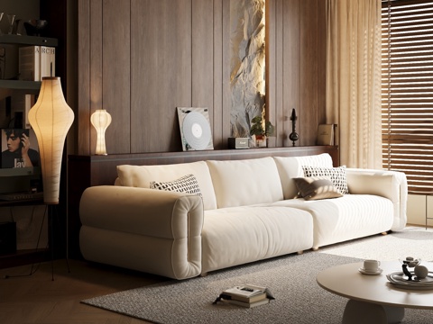 Modern Middle Cream Style Multiplayer Sofa