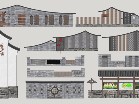 New Chinese-style Country Landscape Wall Courtyard Wall Folk Landscape Wall Stone Landscape Wall Straight Wall