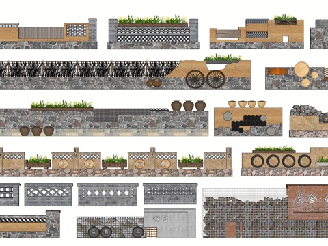 New Chinese-style Country Landscape Wall Courtyard Wall Folk Landscape Wall Stone Landscape Wall Straight Wall