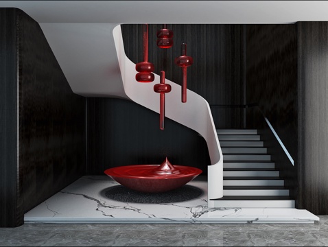 Sculpture Landscape of Art Display Handrail Device in Stairwell
