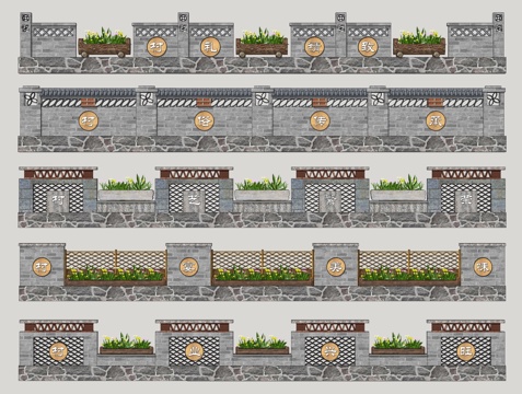 New Chinese-style Country Landscape Wall Courtyard Wall Folk Landscape Wall Stone Landscape Wall Straight Wall