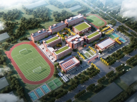 Modern School Aerial View School Planning